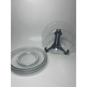 Set 4 Lunch Salad Clear Glass Anchor Hocking Olivia Plates Vintage